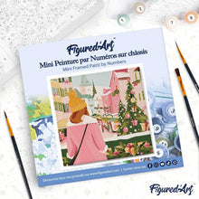 Carica l'immagine nel visualizzatore di Gallery, Mini Kit da Dipingere con i Numeri 20x20cm con cornice - Ragazza al mercatino di Natale