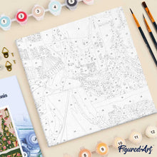 Carica l'immagine nel visualizzatore di Gallery, Mini Kit da Dipingere con i Numeri 20x20cm con cornice - Ragazza al mercatino di Natale