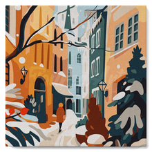Carica l'immagine nel visualizzatore di Gallery, Mini Kit da Dipingere con i Numeri 20x20cm con cornice - Vicolo innevato
