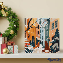 Carica l'immagine nel visualizzatore di Gallery, Mini Kit da Dipingere con i Numeri 20x20cm con cornice - Vicolo innevato