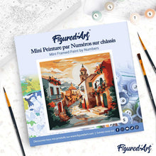 Carica l'immagine nel visualizzatore di Gallery, Mini Kit da Dipingere con i Numeri 20x20cm con cornice - Chiesa del villaggio al tramonto