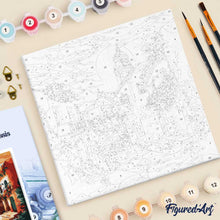 Carica l'immagine nel visualizzatore di Gallery, Mini Kit da Dipingere con i Numeri 20x20cm con cornice - Chiesa del villaggio al tramonto
