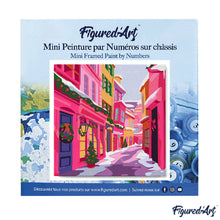 Carica l&#39;immagine nel visualizzatore di Gallery, Mini Kit da Dipingere con i Numeri 20x20cm con cornice - Vicolo natalizio rosa