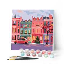Carica l'immagine nel visualizzatore di Gallery, Mini Kit da Dipingere con i Numeri con cornice - Strada natalizia colorata