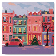 Carica l'immagine nel visualizzatore di Gallery, Mini Kit da Dipingere con i Numeri 20x20cm con cornice - Strada natalizia colorata