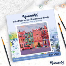 Carica l'immagine nel visualizzatore di Gallery, Mini Kit da Dipingere con i Numeri 20x20cm con cornice - Strada natalizia colorata