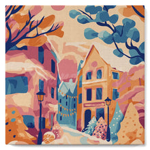Carica l'immagine nel visualizzatore di Gallery, Mini Kit da Dipingere con i Numeri 20x20cm con cornice - Deliziosa città innevata