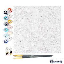 Carica l&#39;immagine nel visualizzatore di Gallery, Mini Kit da Dipingere con i Numeri 20x20cm con cornice - Deliziosa città innevata