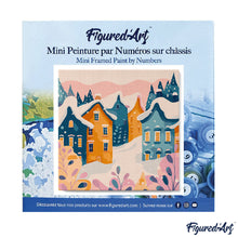 Carica l&#39;immagine nel visualizzatore di Gallery, Mini Kit da Dipingere con i Numeri 20x20cm con cornice - Delizioso villaggio invernale