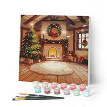 Carica l'immagine nel visualizzatore di Gallery, Mini Kit da Dipingere con i Numeri con cornice - Stanza natalizia accogliente