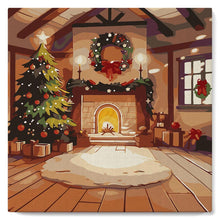 Carica l'immagine nel visualizzatore di Gallery, Mini Kit da Dipingere con i Numeri 20x20cm con cornice - Stanza natalizia accogliente