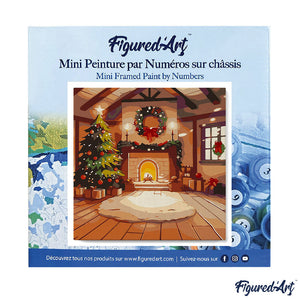 Mini Kit da Dipingere con i Numeri 20x20cm con cornice - Stanza natalizia accogliente