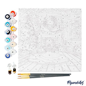 Mini Kit da Dipingere con i Numeri 20x20cm con cornice - Stanza natalizia accogliente