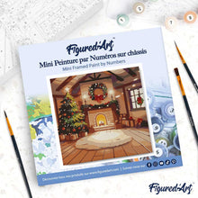 Carica l'immagine nel visualizzatore di Gallery, Mini Kit da Dipingere con i Numeri 20x20cm con cornice - Stanza natalizia accogliente