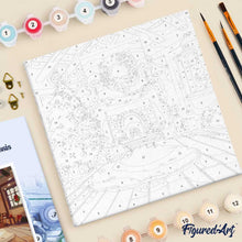 Carica l'immagine nel visualizzatore di Gallery, Mini Kit da Dipingere con i Numeri 20x20cm con cornice - Stanza natalizia accogliente