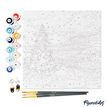 Carica l&#39;immagine nel visualizzatore di Gallery, Mini Kit da Dipingere con i Numeri 20x20cm con cornice - Scintillante tramonto natalizio