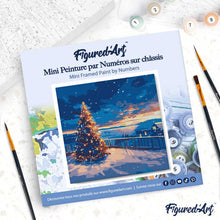 Carica l'immagine nel visualizzatore di Gallery, Mini Kit da Dipingere con i Numeri 20x20cm con cornice - Scintillante tramonto natalizio