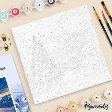 Carica l'immagine nel visualizzatore di Gallery, Mini Kit da Dipingere con i Numeri 20x20cm con cornice - Scintillante tramonto natalizio