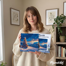 Carica l'immagine nel visualizzatore di Gallery, Mini Kit da Dipingere con i Numeri 20x20cm con cornice - Scintillante tramonto natalizio