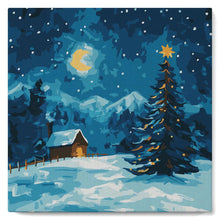Carica l'immagine nel visualizzatore di Gallery, Mini Kit da Dipingere con i Numeri 20x20cm con cornice - Notte stellata di Natale