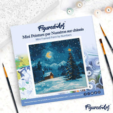 Carica l'immagine nel visualizzatore di Gallery, Mini Kit da Dipingere con i Numeri 20x20cm con cornice - Notte stellata di Natale