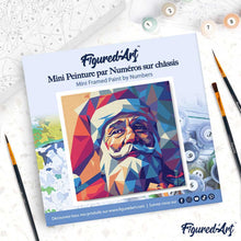 Carica l'immagine nel visualizzatore di Gallery, Mini Kit da Dipingere con i Numeri 20x20cm con cornice - Babbo Natale poligonale