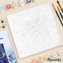 Carica l'immagine nel visualizzatore di Gallery, Mini Kit da Dipingere con i Numeri 20x20cm con cornice - Babbo Natale poligonale