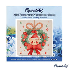 Carica l&#39;immagine nel visualizzatore di Gallery, Mini Kit da Dipingere con i Numeri 20x20cm con cornice - Orso con ghirlanda natalizia