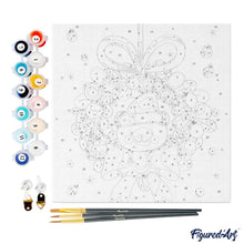 Carica l&#39;immagine nel visualizzatore di Gallery, Mini Kit da Dipingere con i Numeri 20x20cm con cornice - Orso con ghirlanda natalizia