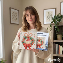 Carica l'immagine nel visualizzatore di Gallery, Mini Kit da Dipingere con i Numeri 20x20cm con cornice - Orso con ghirlanda natalizia