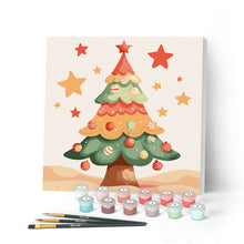Carica l'immagine nel visualizzatore di Gallery, Mini Kit da Dipingere con i Numeri con cornice - Dolce albero di Natale