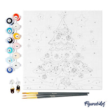 Carica l&#39;immagine nel visualizzatore di Gallery, Mini Kit da Dipingere con i Numeri 20x20cm con cornice - Dolce albero di Natale