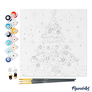 Mini Kit da Dipingere con i Numeri 20x20cm con cornice - Dolce albero di Natale