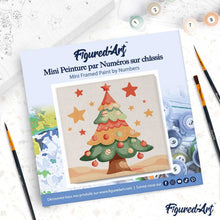 Carica l'immagine nel visualizzatore di Gallery, Mini Kit da Dipingere con i Numeri 20x20cm con cornice - Dolce albero di Natale