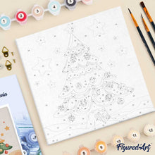 Carica l'immagine nel visualizzatore di Gallery, Mini Kit da Dipingere con i Numeri 20x20cm con cornice - Dolce albero di Natale