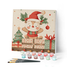 Carica l'immagine nel visualizzatore di Gallery, Mini Kit da Dipingere con i Numeri con cornice - Regali e orsetto festivo