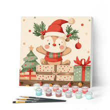 Carica l'immagine nel visualizzatore di Gallery, Mini Kit da Dipingere con i Numeri con cornice - Regali e orsetto festivo