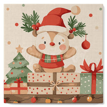 Carica l'immagine nel visualizzatore di Gallery, Mini Kit da Dipingere con i Numeri 20x20cm con cornice - Regali e orsetto festivo