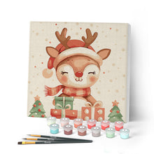 Carica l'immagine nel visualizzatore di Gallery, Mini Kit da Dipingere con i Numeri con cornice - Renna festiva