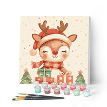 Carica l'immagine nel visualizzatore di Gallery, Mini Kit da Dipingere con i Numeri con cornice - Renna festiva