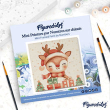 Carica l'immagine nel visualizzatore di Gallery, Mini Kit da Dipingere con i Numeri 20x20cm con cornice - Renna festiva