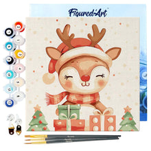 Carica l&#39;immagine nel visualizzatore di Gallery, Mini Kit da Dipingere con i Numeri 20x20cm con cornice - Renna festiva