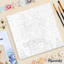 Carica l'immagine nel visualizzatore di Gallery, Mini Kit da Dipingere con i Numeri 20x20cm con cornice - Renna festiva