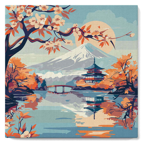 Mini Kit da Dipingere con i Numeri con cornice - Lago e Monte Fuji