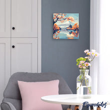 Carica l'immagine nel visualizzatore di Gallery, Mini Kit da Dipingere con i Numeri 20x20cm con cornice - Lago e Monte Fuji