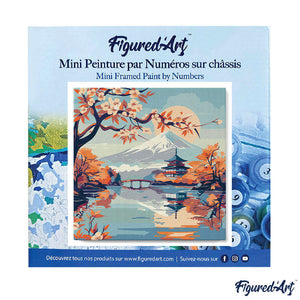 Mini Kit da Dipingere con i Numeri 20x20cm con cornice - Lago e Monte Fuji