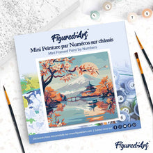 Carica l'immagine nel visualizzatore di Gallery, Mini Kit da Dipingere con i Numeri 20x20cm con cornice - Lago e Monte Fuji