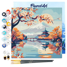 Carica l&#39;immagine nel visualizzatore di Gallery, Mini Kit da Dipingere con i Numeri 20x20cm con cornice - Lago e Monte Fuji