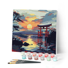 Carica l'immagine nel visualizzatore di Gallery, Mini Kit da Dipingere con i Numeri con cornice - Portale Torii al Tramonto