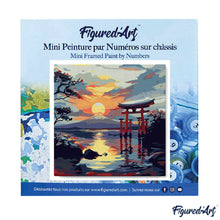 Carica l&#39;immagine nel visualizzatore di Gallery, Mini Kit da Dipingere con i Numeri 20x20cm con cornice - Portale Torii al Tramonto